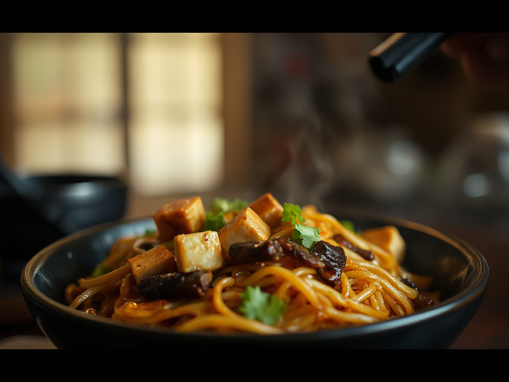 Vegan Japchae with Tofu